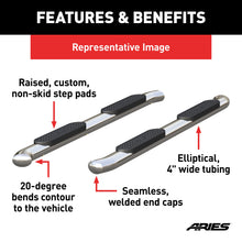 Load image into Gallery viewer, ARIES S224046-2 4" Polished Stainless Oval Side Bars, Select Silverado, Sierra 1500, 2500, 3500 for Select Chevrolet Silverado 2500 HD