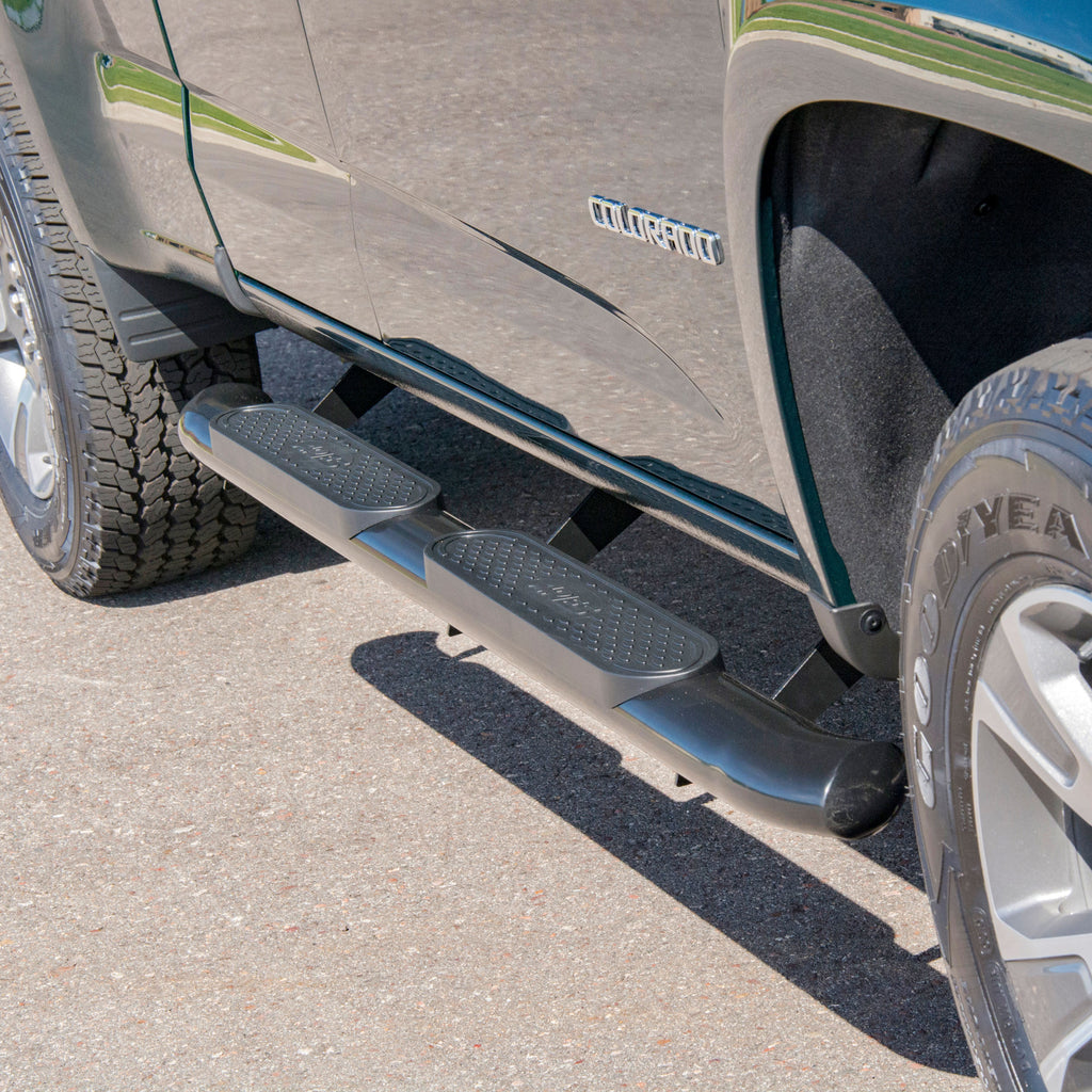 ARIES S224052 4" Black Steel Oval Side Bars, Select Chevrolet Colorado, GMC Canyon Extended for Select Chevrolet Colorado