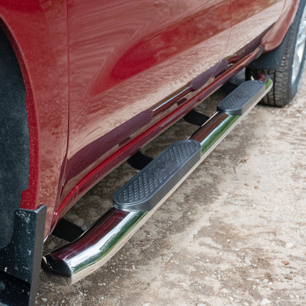 ARIES S224054-2 4" Polished Stainless Oval Side Bars, Select Silverado, Sierra 1500 Extended Cab for Select Chevrolet Silverado 1500