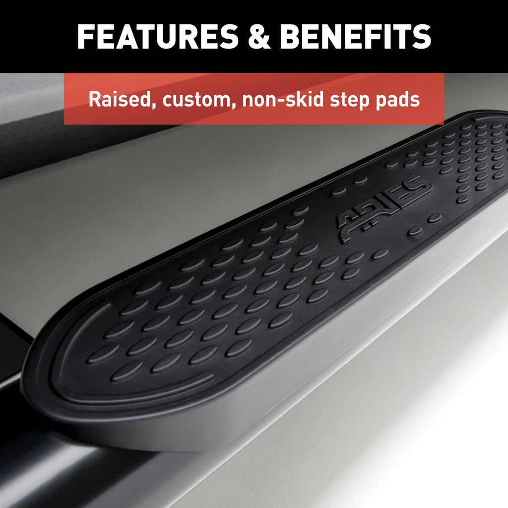 ARIES S224054 4" Black Steel Oval Side Bars, Select Silverado, Sierra 1500 Extended Cab for Select Chevrolet Silverado 1500