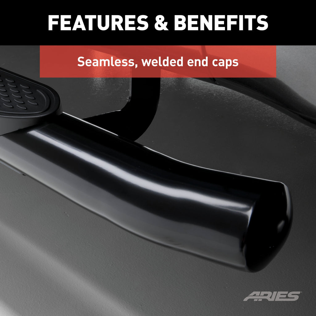 ARIES S225008 4" Black Steel Oval Side Bars, Select Dodge Ram 1500, 2500, 3500 for Select Dodge Ram 1500