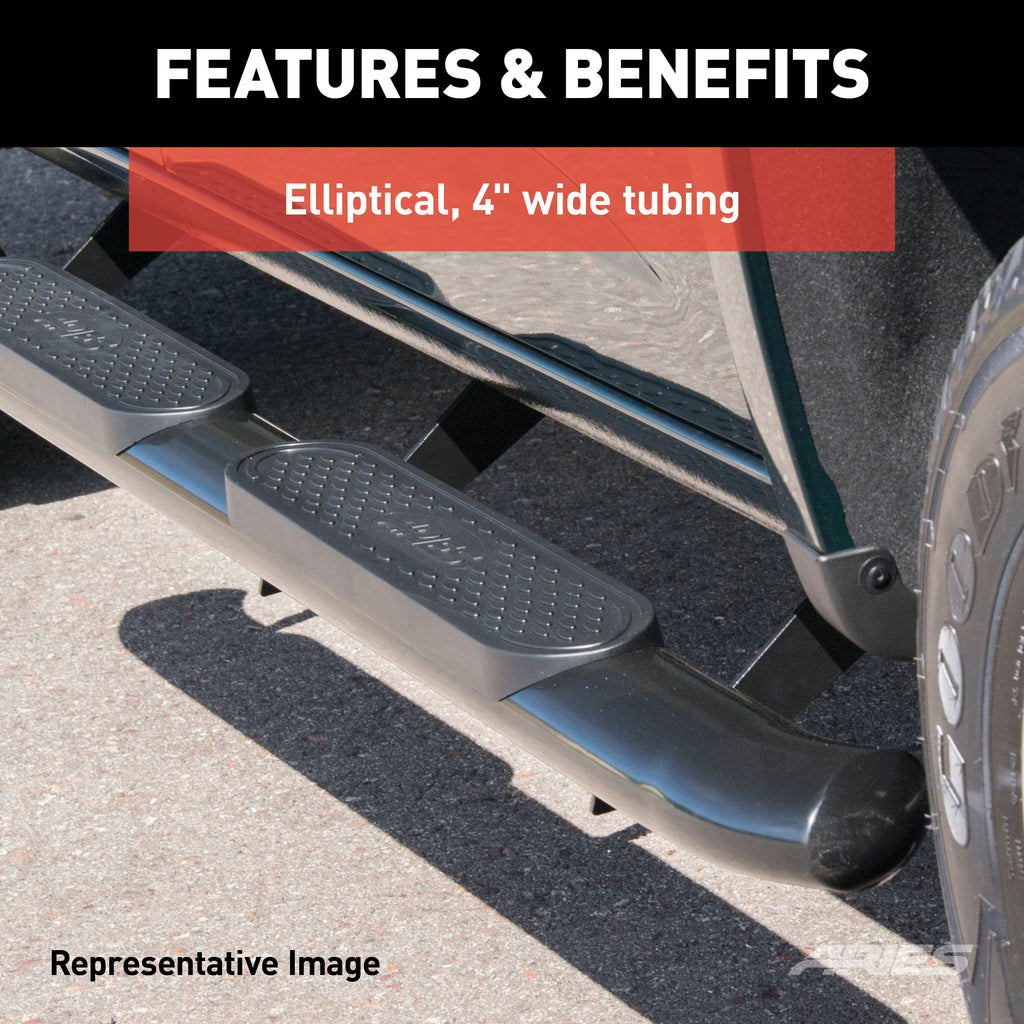 ARIES S225039 4" Black Steel Oval Side Bars, Select Dodge, Ram 1500, 2500, 3500 for Select Ram 2500