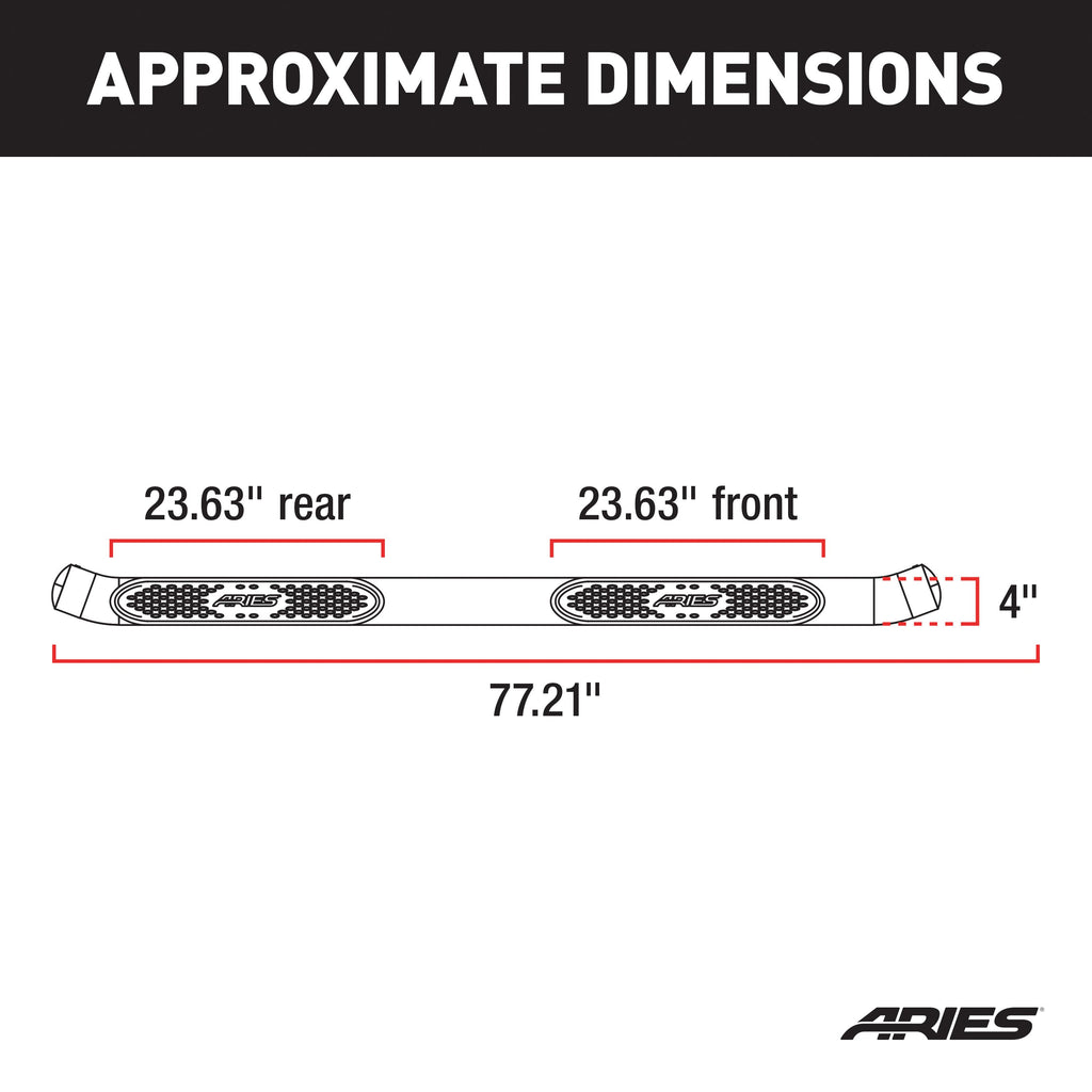 ARIES S225040-2 4" Polished Stainless Oval Side Bars, Select Dodge, Ram 1500 for Select Ram 1500