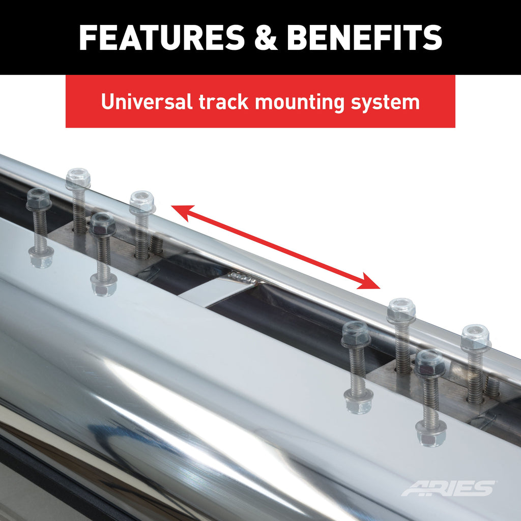 ARIES S2891 6in. x 91in. Polished Stainless Oval Side Bars (No Brackets) - Truck Part Superstore