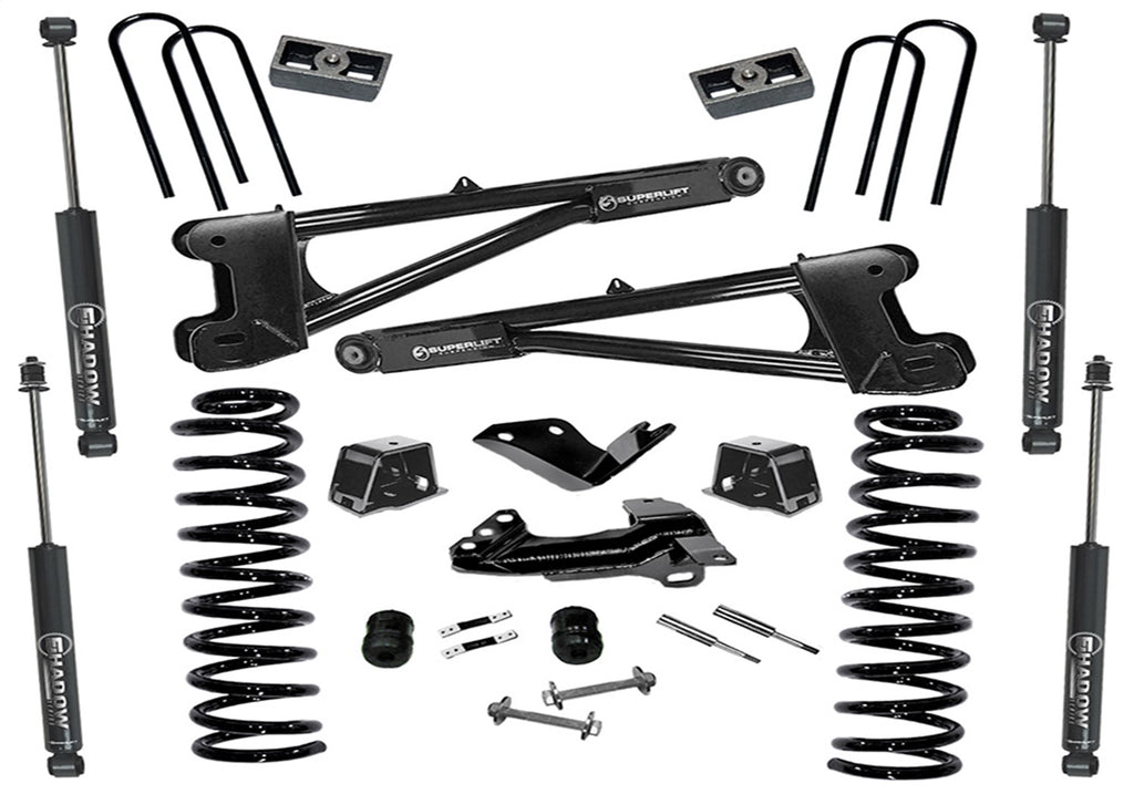 Superlift K975 4in. Lift Kit-05-07 F250/F350 4WD-Dsl w/Replacement Radius Arms w/SL Shocks for Select Ford F-250 Super Duty, Ford F-350 Super Duty