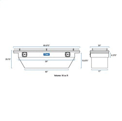 UWS SLD69-A-LP-MB-R Chevrolet; Dodge; Ford; GMC... Truck Tool Box for Select Chevrolet Silverado 1500, Chevrolet Silverado HD, Chevrolet Silverado HD, GMC Sierra 1500, GMC Sierra HD, GMC Sierra HD, Ram