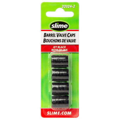 Slime 20324-2 Barrel Tire Valve Caps - Black