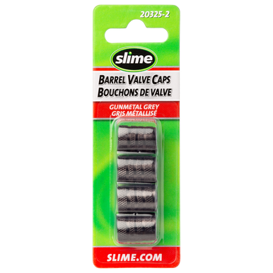 Slime 20325-2 Barrel Tire Valve Caps - Grey
