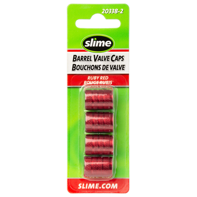 Slime 20338-2 Barrel Tire Valve Caps - Red