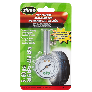 Slime 24031 5-60 PSI Dial Tire Pressure Gauge