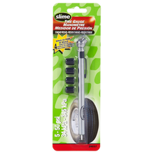 Load image into Gallery viewer, Slime 24037 5-50 PSI Pencil Tire Pressure Gauge with Valve Caps