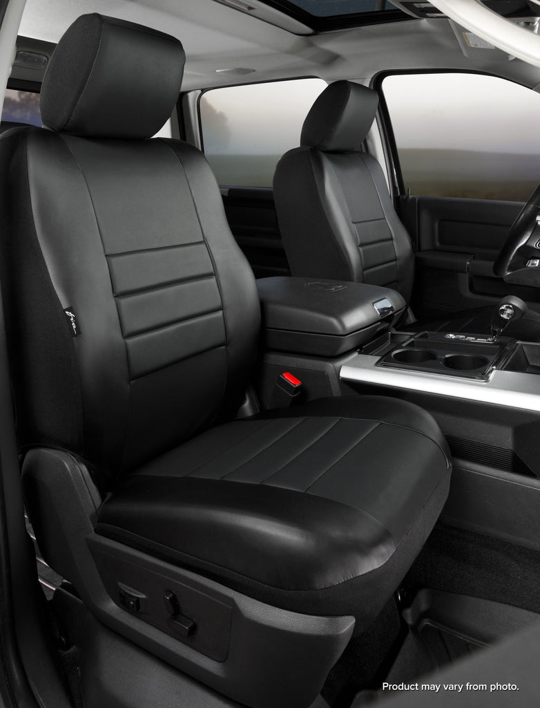 FIA SL69-41 BLK/BLK SL60 Series - Leatherlite Simulated Leather Custom Fit Front Seat Cover- Black for Select Toyota Tundra