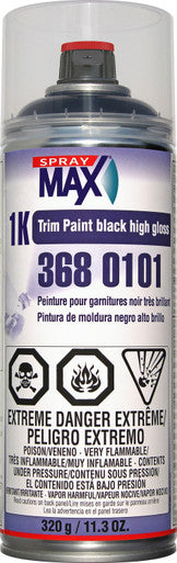 SprayMax 3680101 1K Trim Paint, Black High Gloss - 320g
