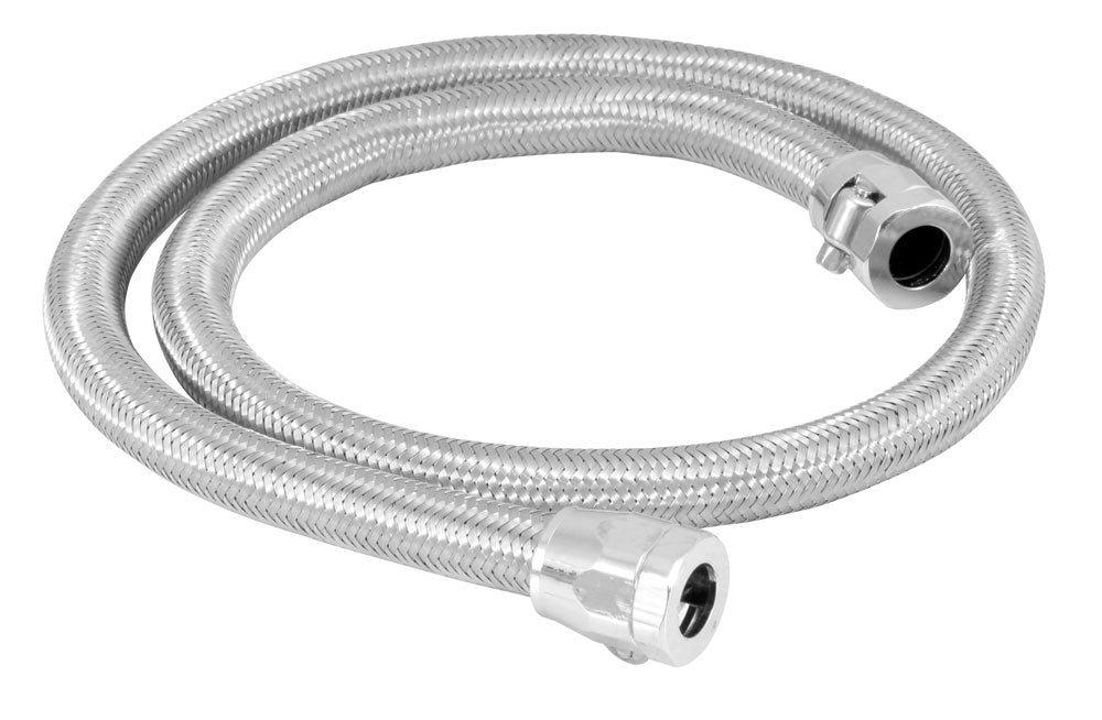 Stainless-Steel-Flex-Fuel-Line-38In.-Id---3Ft.-WChrome-Clamps