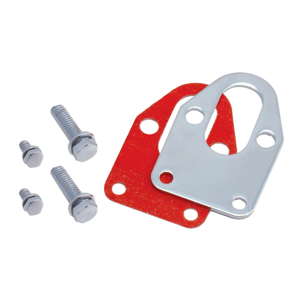 Fuel-Pump-Mount-Plate-265-400-Small-Block-Chevrolet;-Fuel-Pump-Mounting-Plate;-Chrome-Plated-Steel