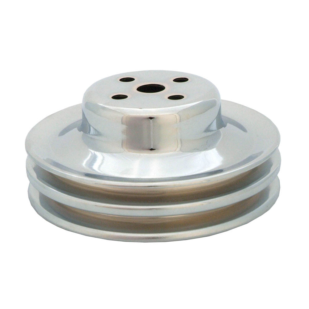 6566-MustangBronco-Engine-Water-Pump-Pulley-2Groove-Vbelt-Steel-Chrom