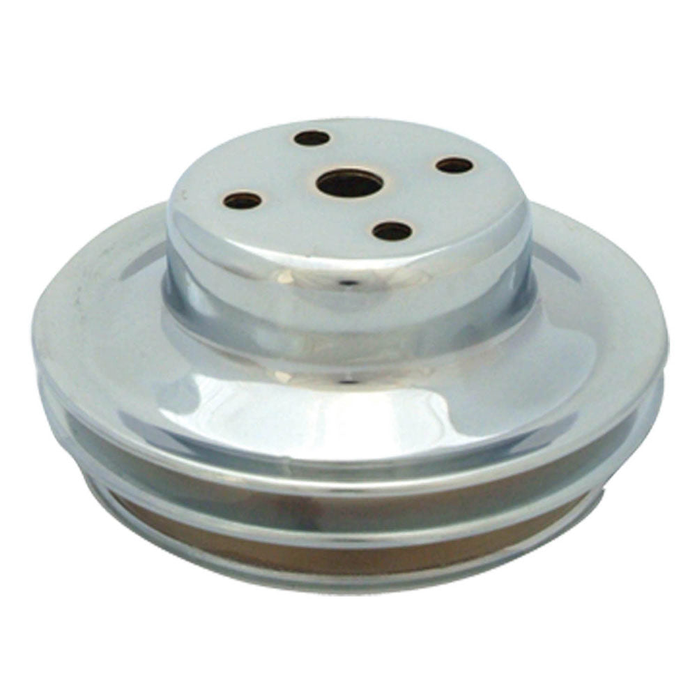 Bb-Chevy-(WLong-Water-Pump)-Double-Upper-Groove-Crankshaft-Pulley---Chrome