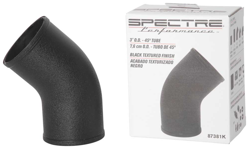 Universal-Intake-Elbow-Tube-(Abs)-3In.-Od--45-Degree---Black-Textured-Powdercoat