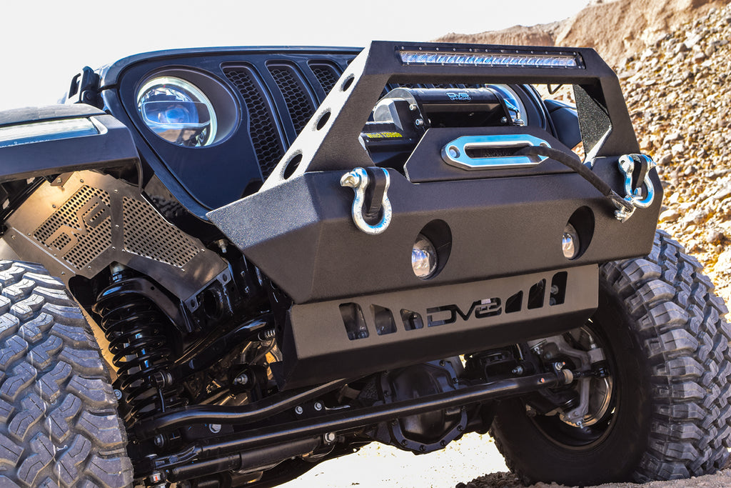DV8 Offroad SPJL-01 Front Sway Bar Disconnect Skid Plate for Select Jeep Wrangler