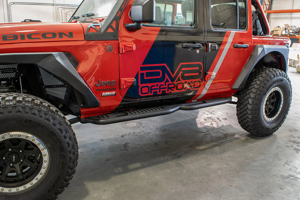 DV8 Offroad SRJL-02 Boxed Rock Slider with Step for Select Jeep Wrangler