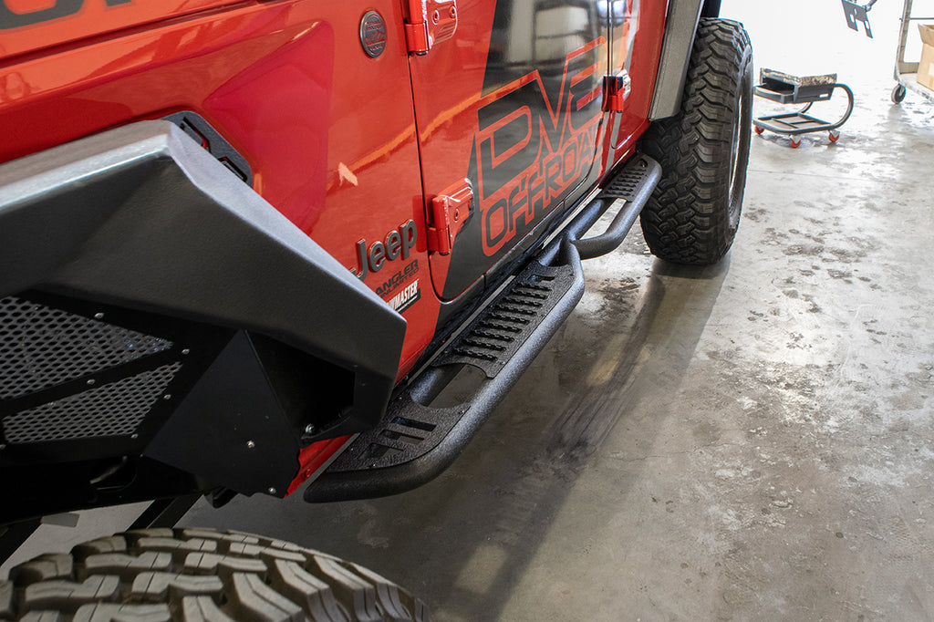 DV8 Offroad SRJL-02 Boxed Rock Slider with Step for Select Jeep Wrangler