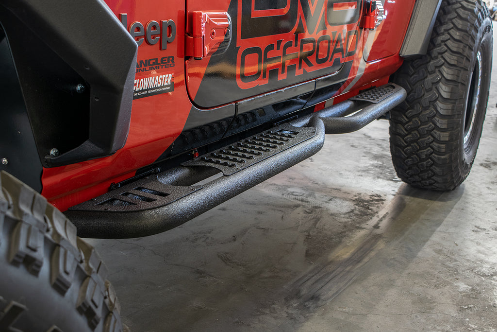 DV8 Offroad SRJL-02 Boxed Rock Slider with Step for Select Jeep Wrangler