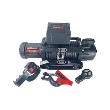 Load image into Gallery viewer, Black Horse Off Road SRW12000 12K Synthetic Rope Winch for Select Chevrolet Avalanche 1500, Chevrolet Silverado 1500, Chevrolet Silverado HD, Chevrolet Silverado HD, Dodge Ram 1500, Dodge Ram 2500, Dodge Ram 3500, Ford F-150, Ford F-250 Super Duty, Ford