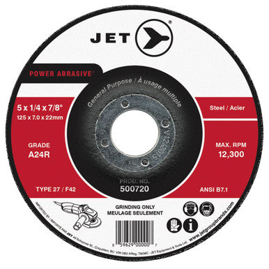 JET 500712 4 x 1/4 x 5/8 A24R Power Abrasive T27 Grinding Wheel