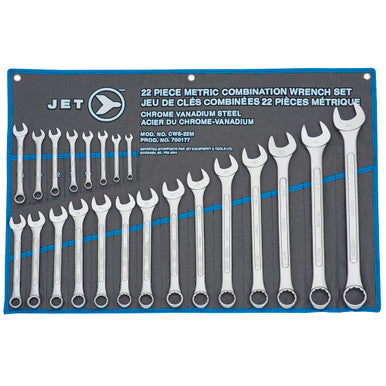 JET 700177 Metric Raised Panel Combination Wrench Set - 22 pc