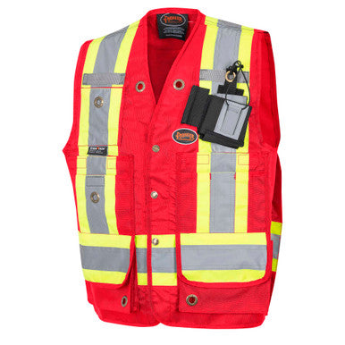 Pioneer _NOT_FOUND CSA 600D PU-Coated Oxford Poly Surveyor's Vest - Snap Closure - Red
