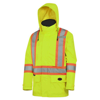 Pioneer V1090160-XL Hi-Vis 150D Lightweight Waterproof Safety Jacket - Detachable Hood - Hi-Vis Yellow/Green - XL