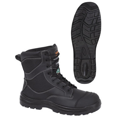 Pioneer V4610870-10 Leather Safety Work Boot - Composite Toe/Plate - Metal-Free - Black- 10