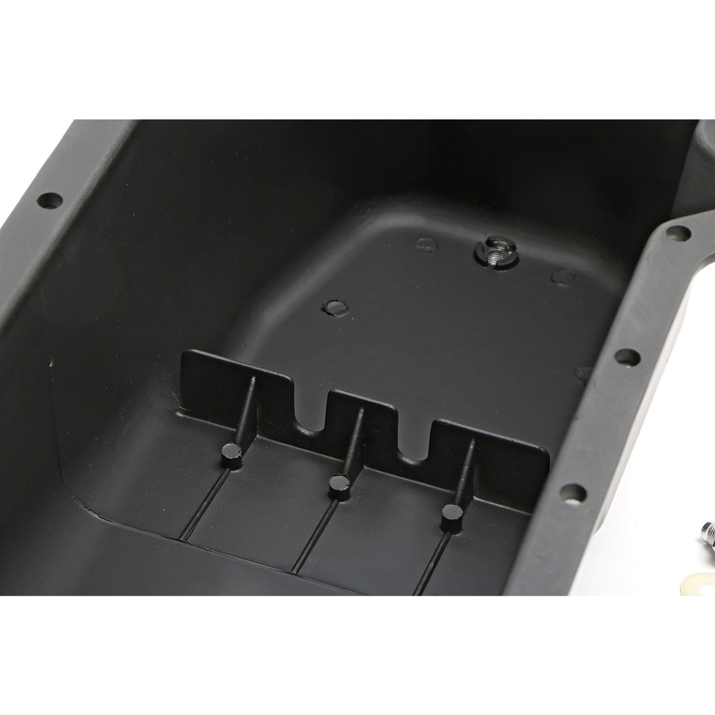 Sb-Chevy-283-350-(55-79)-Finned-Aluminum-Engine-Oil-Pan--Black-Finish