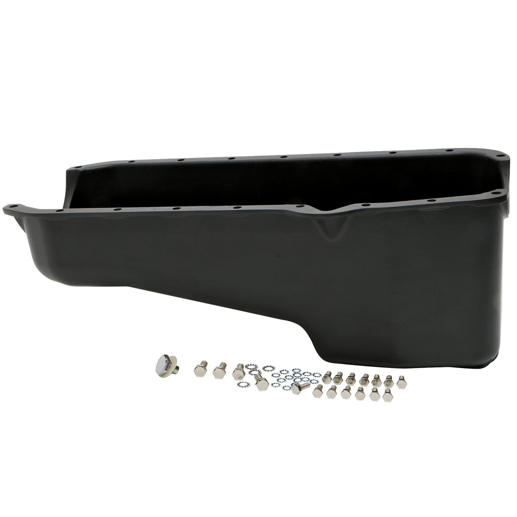 Sb-Chevy-283-350-(55-79)-Finned-Aluminum-Engine-Oil-Pan--Black-Finish