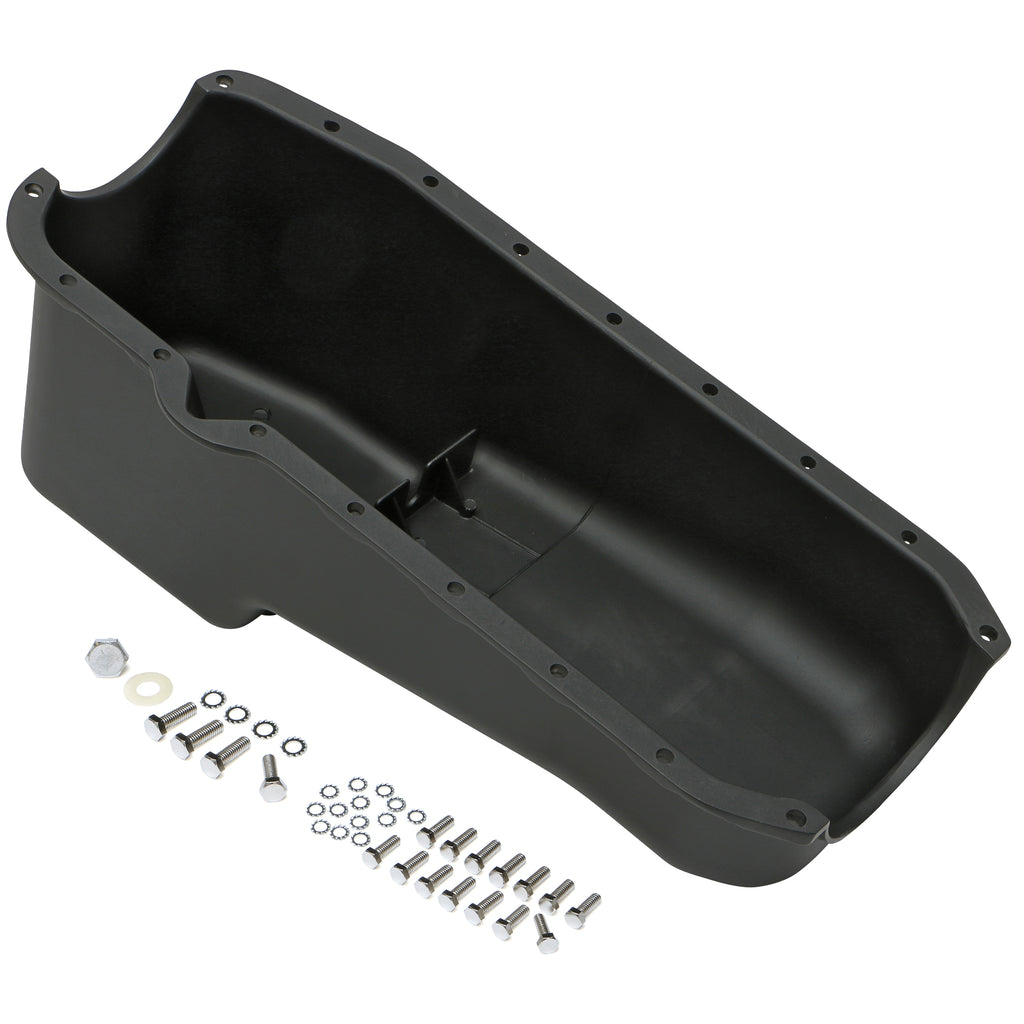 Sb-Chevy-305-350-(80-85)-Finned-Aluminum-Engine-Oil-Pan--Black-Finish