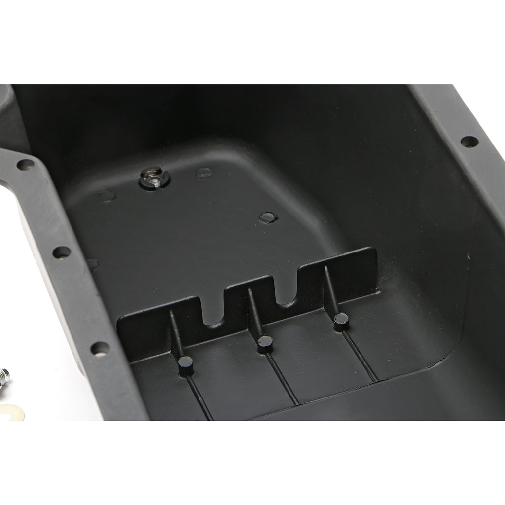 Sb-Chevy-305-350-(80-85)-Finned-Aluminum-Engine-Oil-Pan--Black-Finish