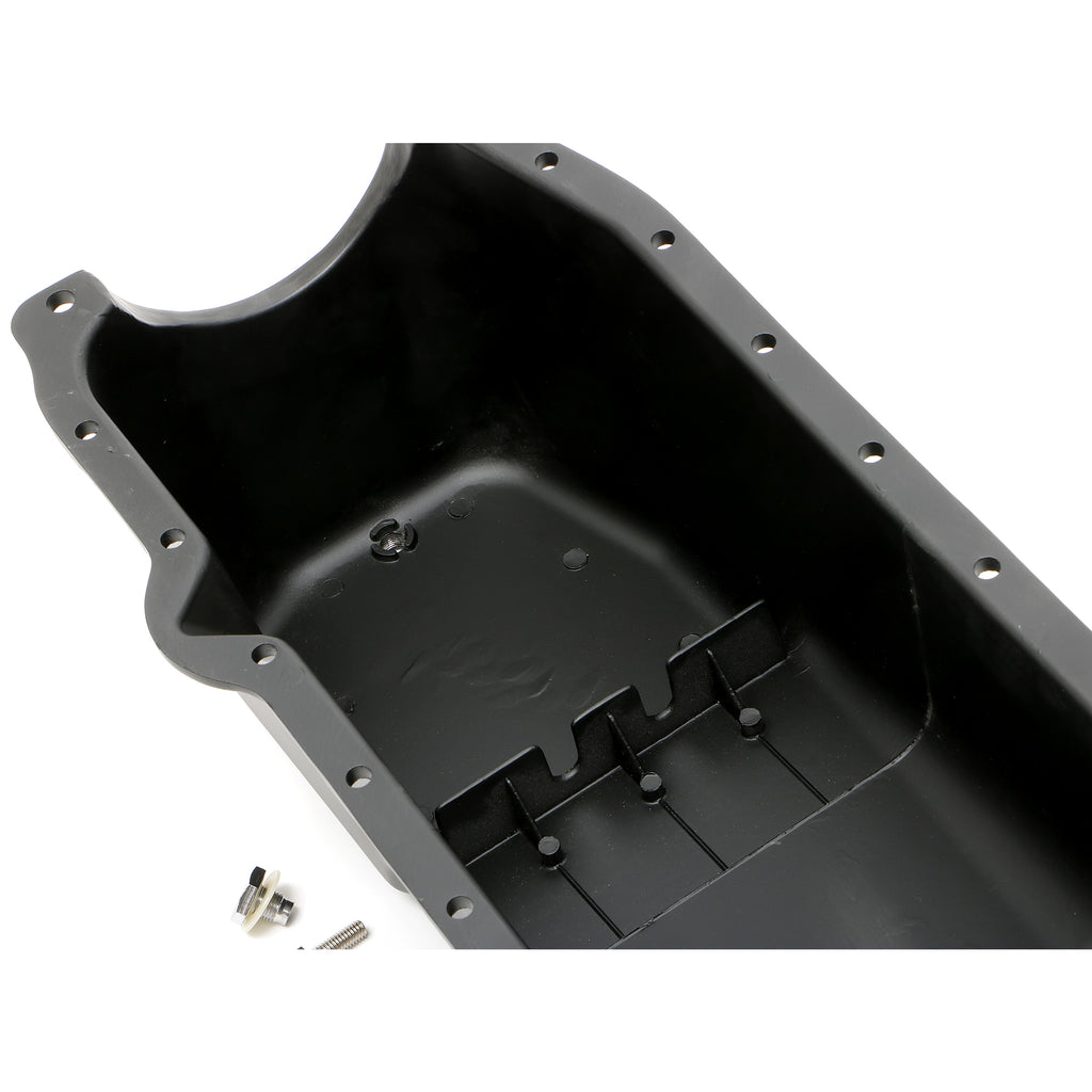 Sb-Chevy-305-350-(86-00)-Finned-Aluminum-Engine-Oil-Pan--Black-Finish