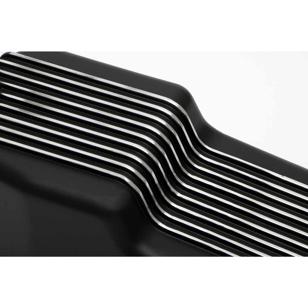Sb-Chevy-305-350-(86-00)-Finned-Aluminum-Engine-Oil-Pan--Black-Finish