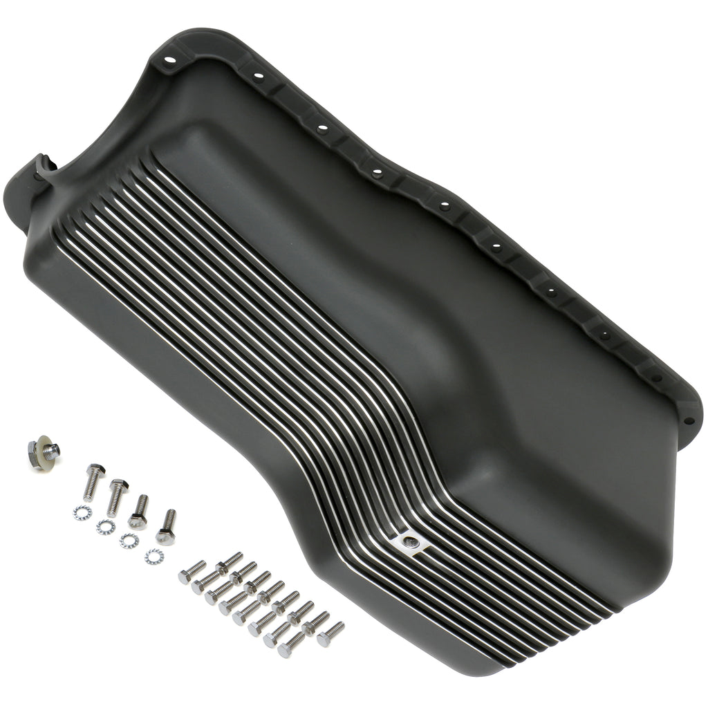 Sb-Ford-260-302W-(62-82)-Finned-Aluminum-Engine-Oil-Pan--Black-Finish