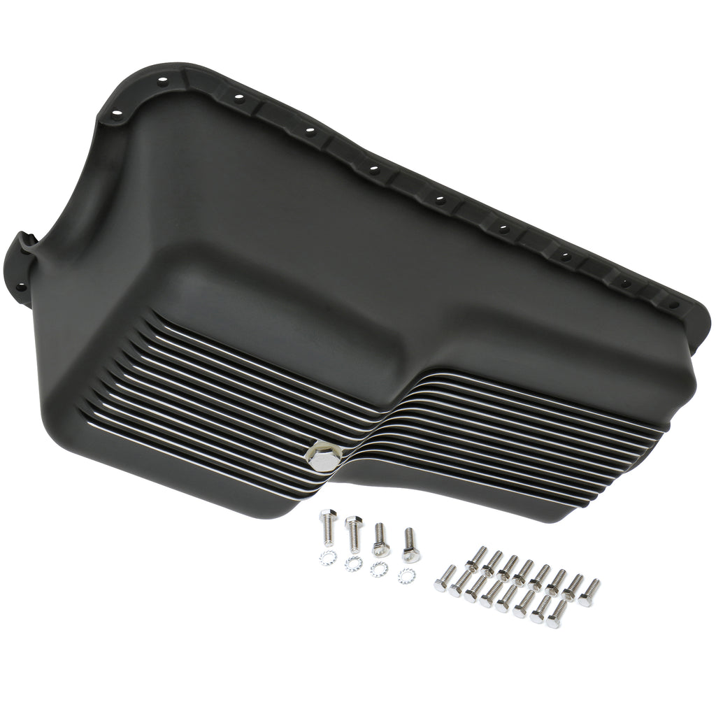 Sb-Ford-260-302W-(62-82)-Finned-Aluminum-Engine-Oil-Pan--Black-Finish