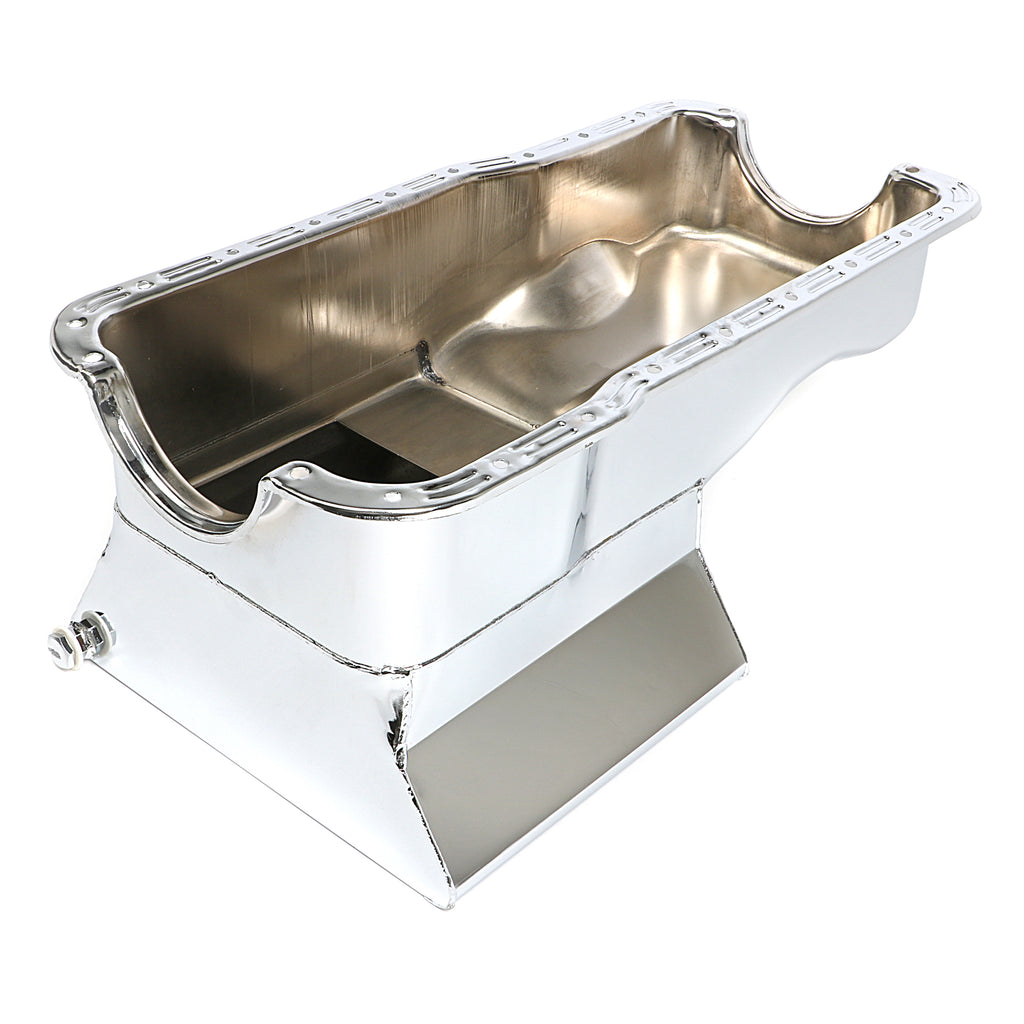 Sb-Ford-Oil-Pan-1965-1987-260-289-302-7Qt-Front-Sump-Chrome