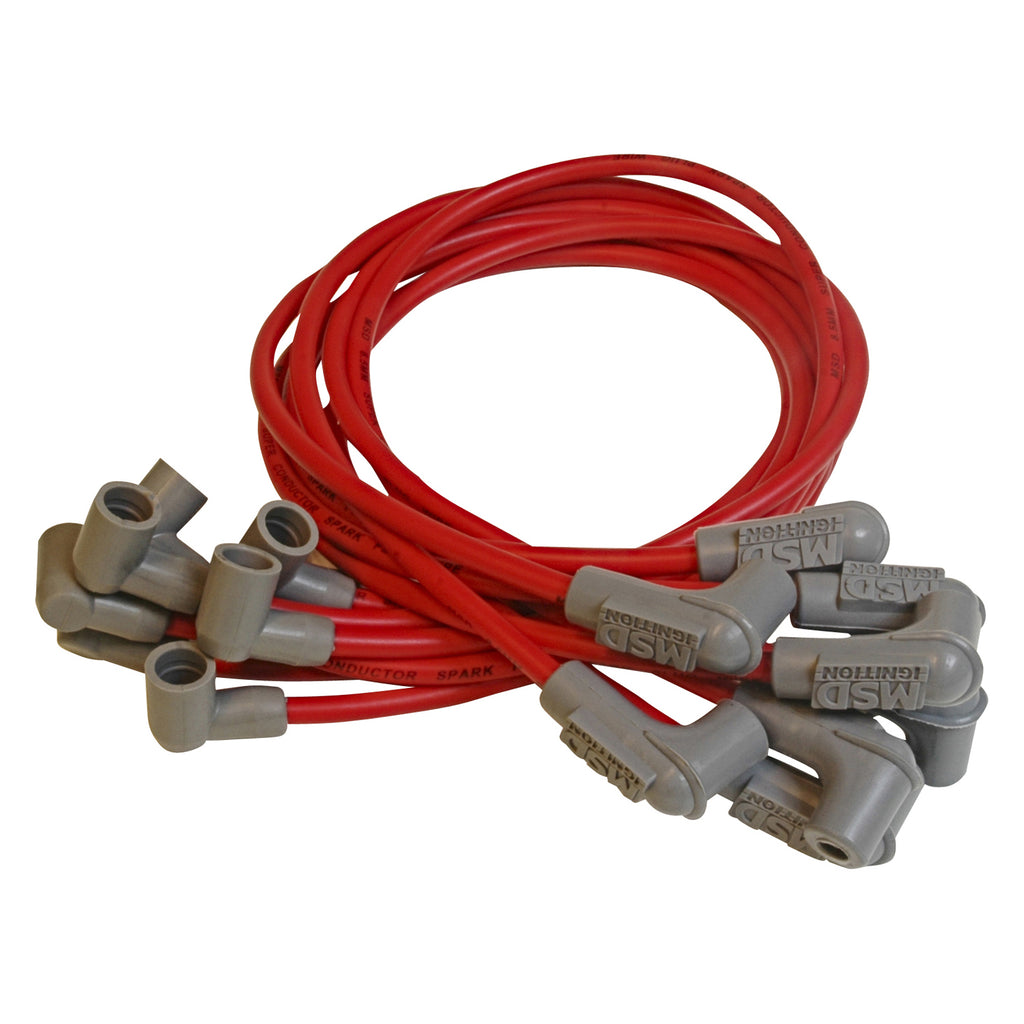 Sbc-Super-Conductor-Spark-Plug-Wire-Set-Socket-Distributor-Cap-Red-Jacke