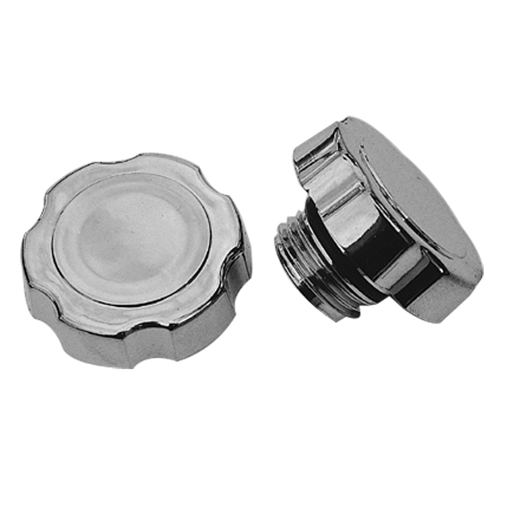 Screw-In-Style-Oil-Cap;-1987-Up-Gm;-O-Ring-Seal-Chrome-Plastic
