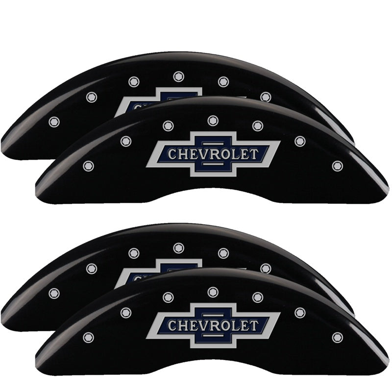 Set-Of-4-Black-Finish,-Silver-100-Anniversary-Chevrolet