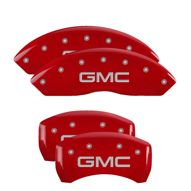 Set-Of-4-Caliper-Covers-Engraved-Front-And-Rear-Gmc-Red-Powder-Coat-Finish-S