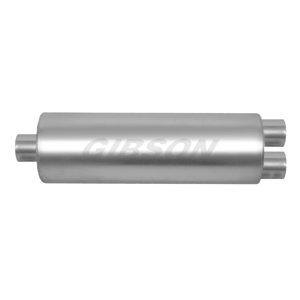 Sft-Superflow-OffsetDual-Round-Muffler---8X24in3In-Inlet2.25In-Outlet---Stainless