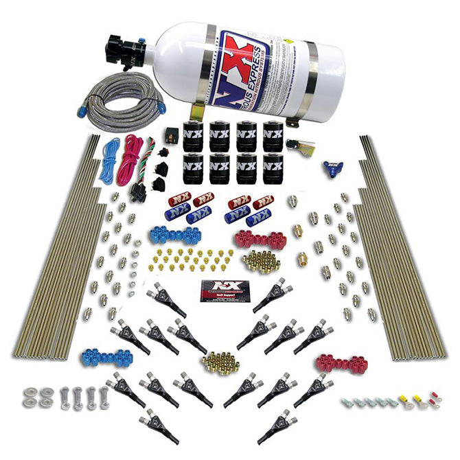 Shark-Dual-StageGas-16-Nozzles-8-Solenoids-Nitrous-Kit-(200-1200Hp)-W10Lb-Bottle