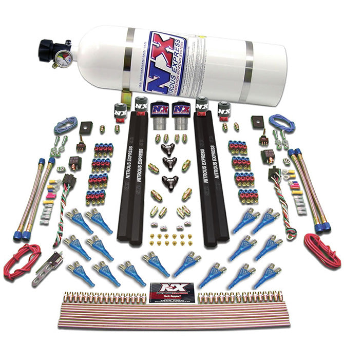 Shark-Dual-StageGasRails-16-Nozzles-Nitrous-Kit-(200-1200Hp)-W10Lb-Bottle