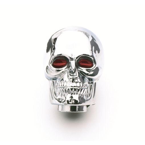 Shifter-Knob---Chrome---Skull-With-Red-Eyes