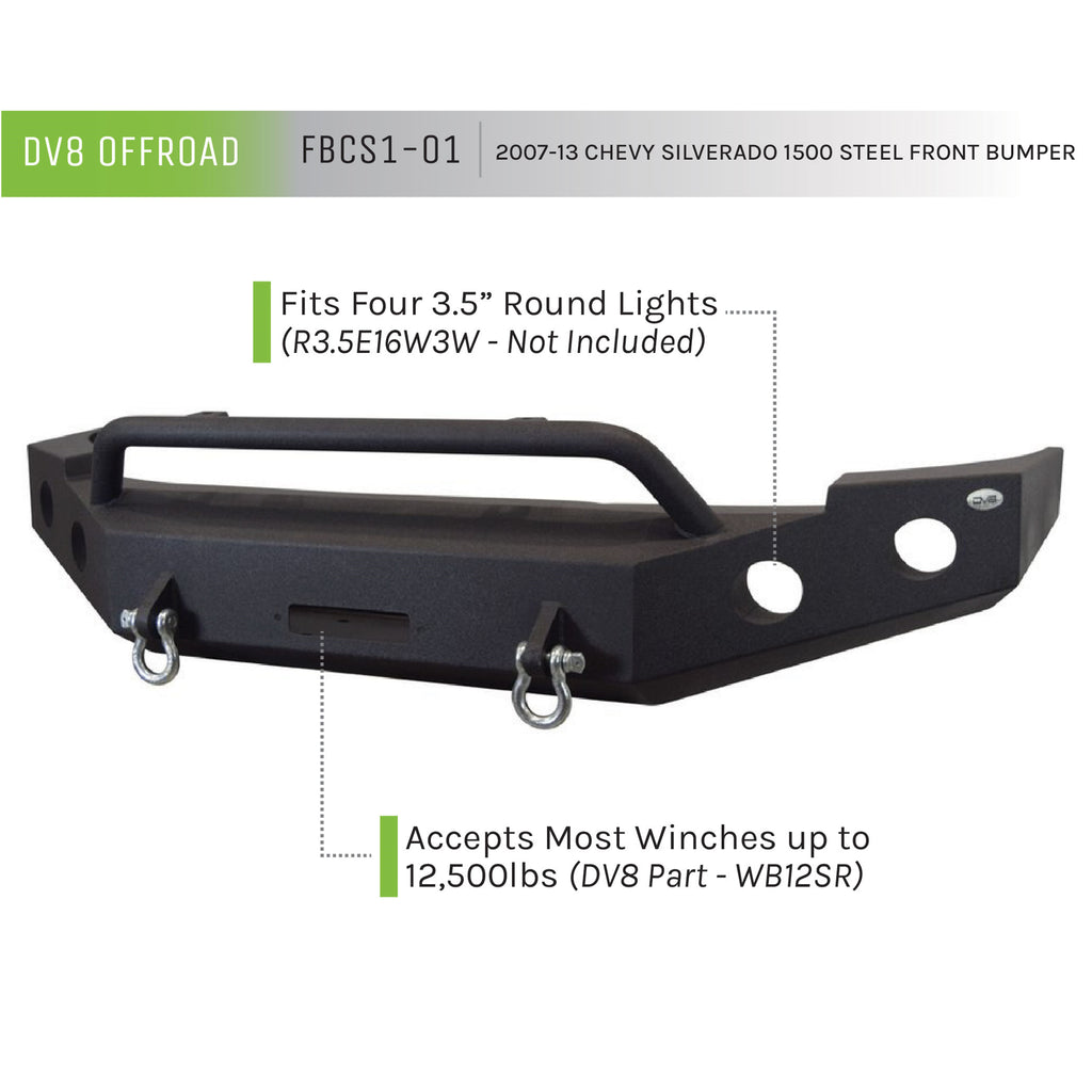 Silverado-1500-Front-Bumper-07-13-Chevy-Silverado-Black-Powdercoat-Dv8-Offroad